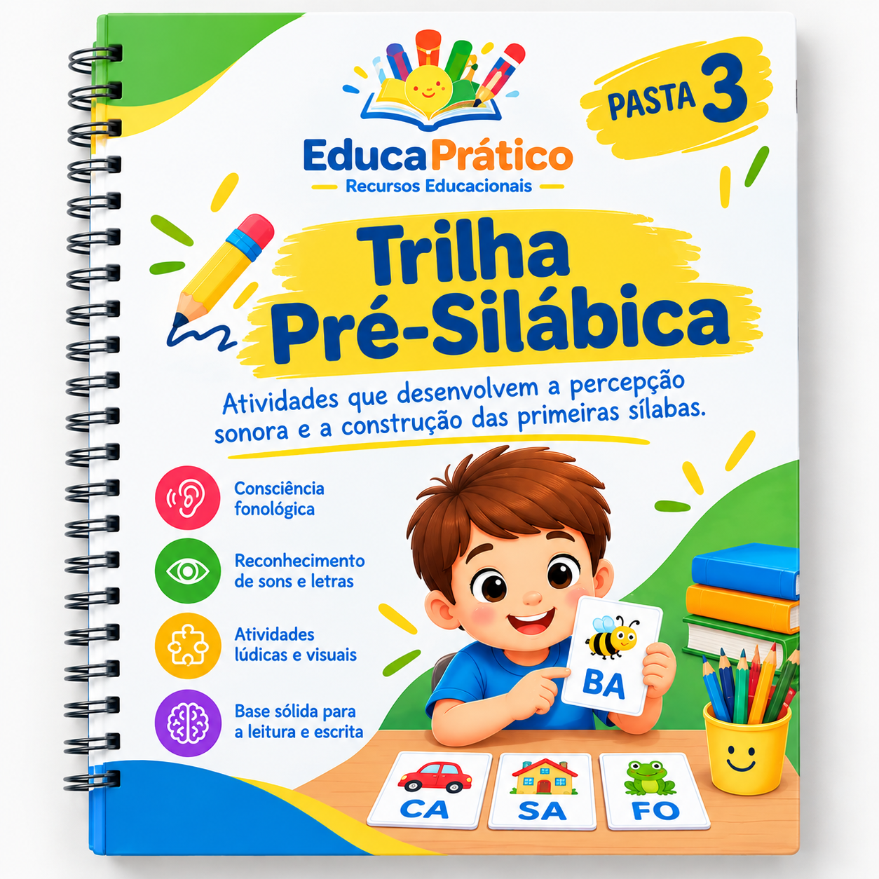 Capa ilustrativa da Pasta 3 — Trilha Pré-Silábica
